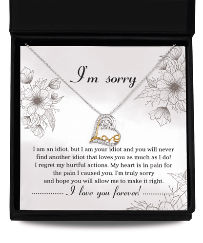 Apology Gift for Her - Sorry For The Pain I Caused You - Love Dancing Heart Pendant Necklace