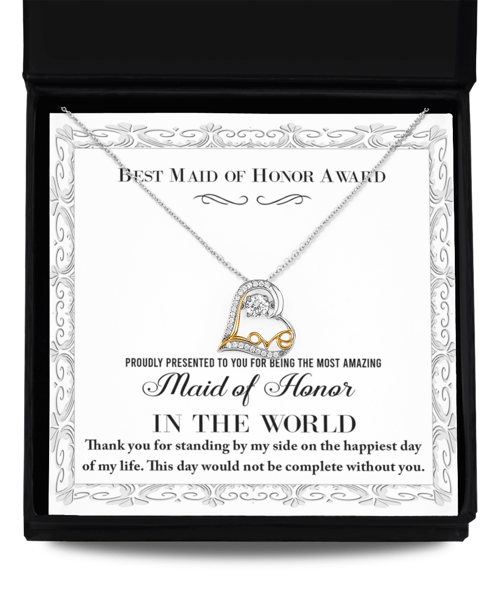 Maid of Honor Wedding Day Gift -Thank You Happiest Day Of My Life - Love Dancing Love Pendant Necklace