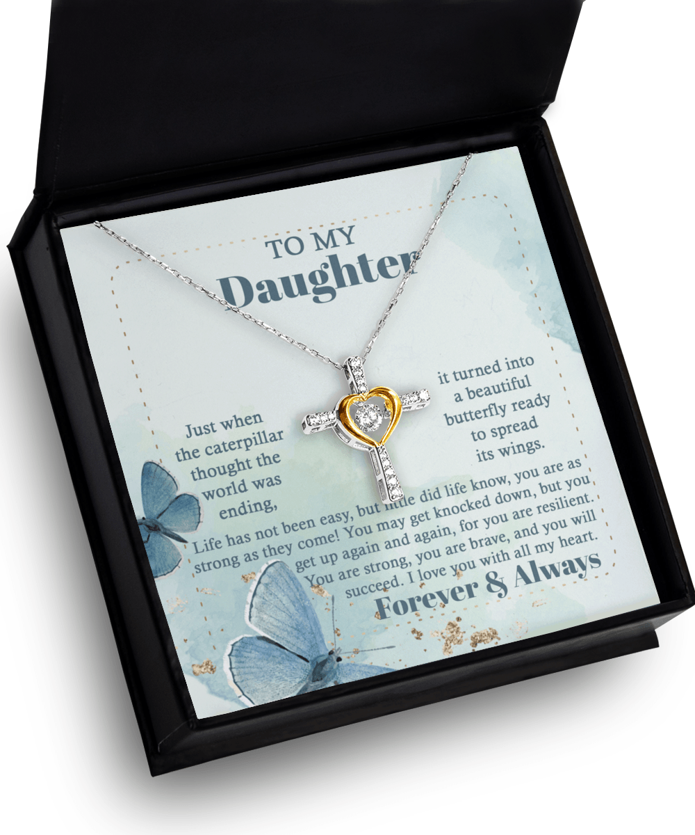 Daughter Gift for Birthday, Christmas, Graduation - Beautiful Butterfly- Cross Pendant Necklace