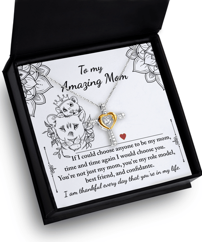 To My Amazing Mom You are my Best Friend, Role Model, and Confidante Cross Pendant Necklace