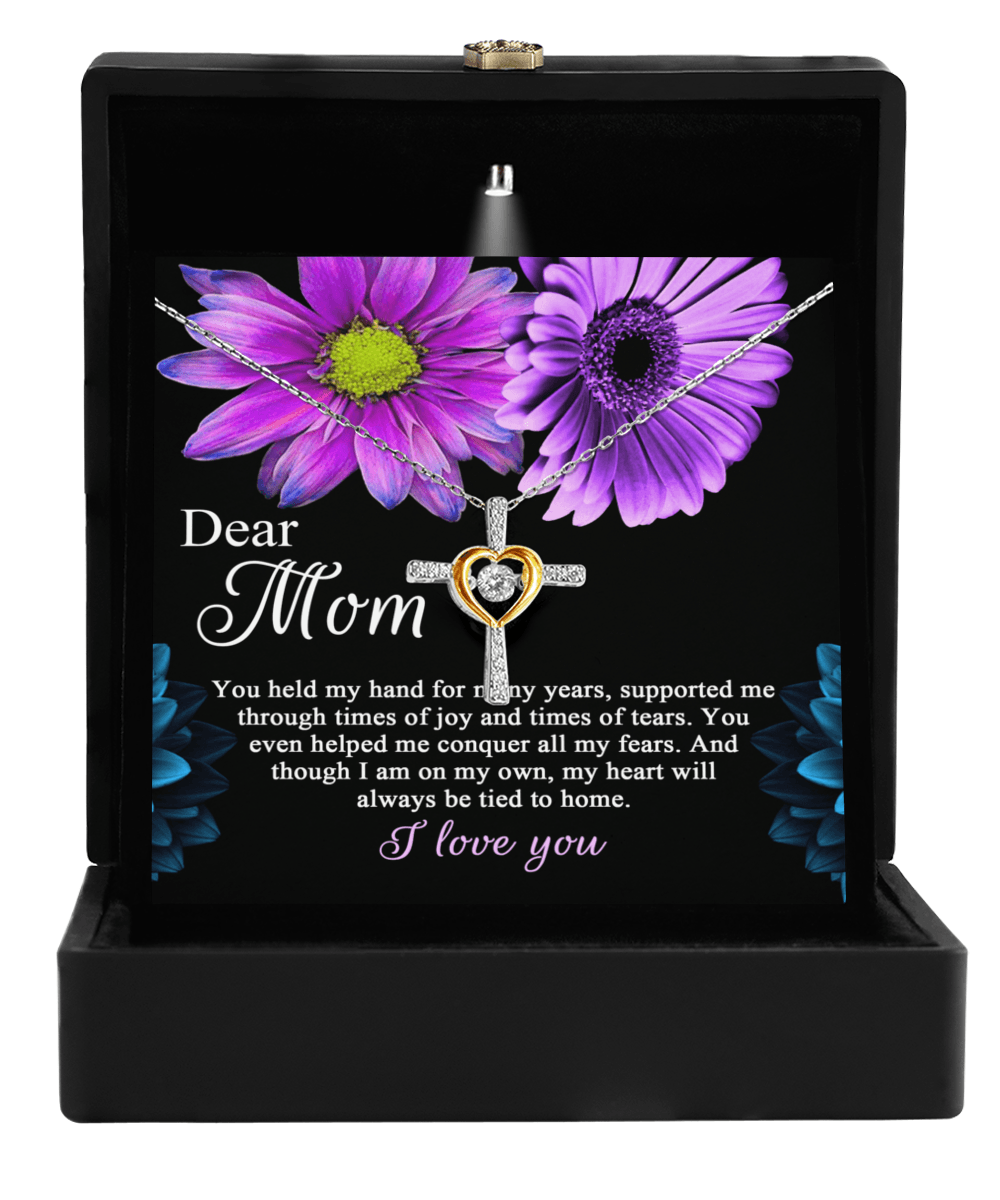 Dear Mom You Held My Hand Through the Years Cross Pendant Necklace