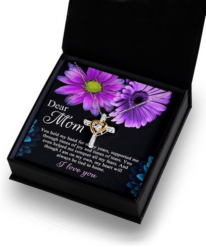 Dear Mom You Held My Hand Through the Years Cross Pendant Necklace
