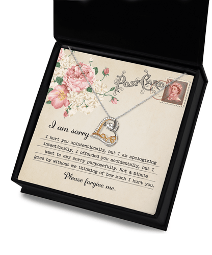 Forgive Me Gift - Sorry I Hurt You, I am Apologizing Intentionally - Love Dancing Heart Pendant Necklace