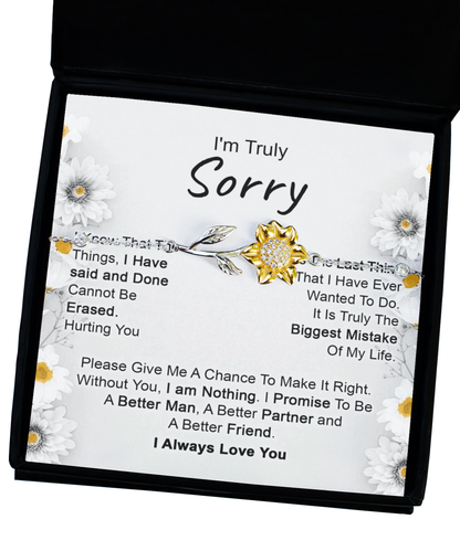 Apology Gift for Girlfriend, Wife, Soulmate - I’m Truly Sorry - Sunflower Jewelry