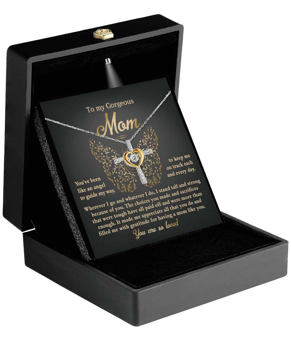 To My Mom You Are Like An Angel To Guide My Way Cross Pendant Necklace