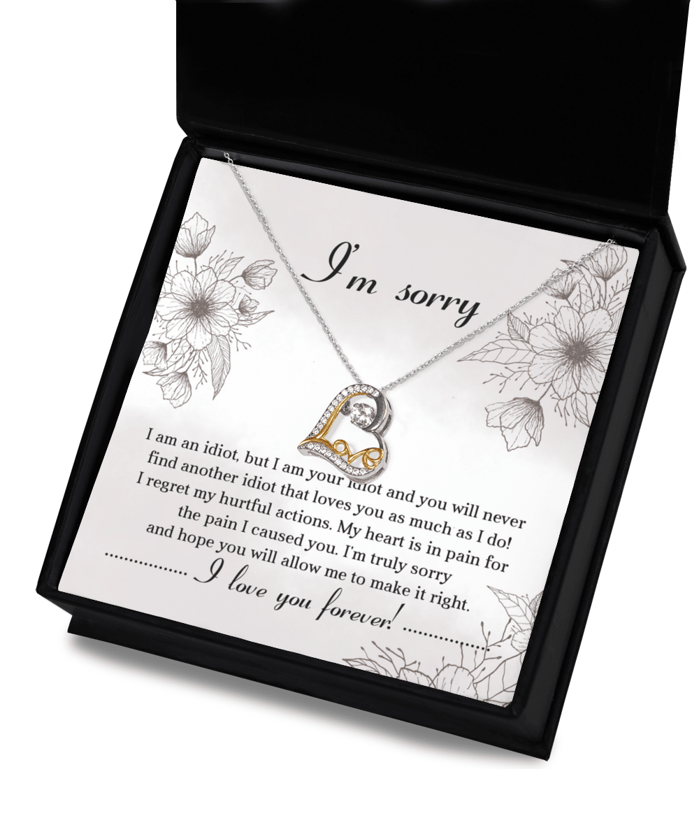 Apology Gift for Her - Sorry For The Pain I Caused You - Love Dancing Heart Pendant Necklace