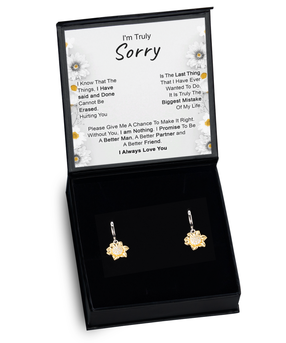 Apology Gift for Girlfriend, Wife, Soulmate - I’m Truly Sorry - Sunflower Jewelry