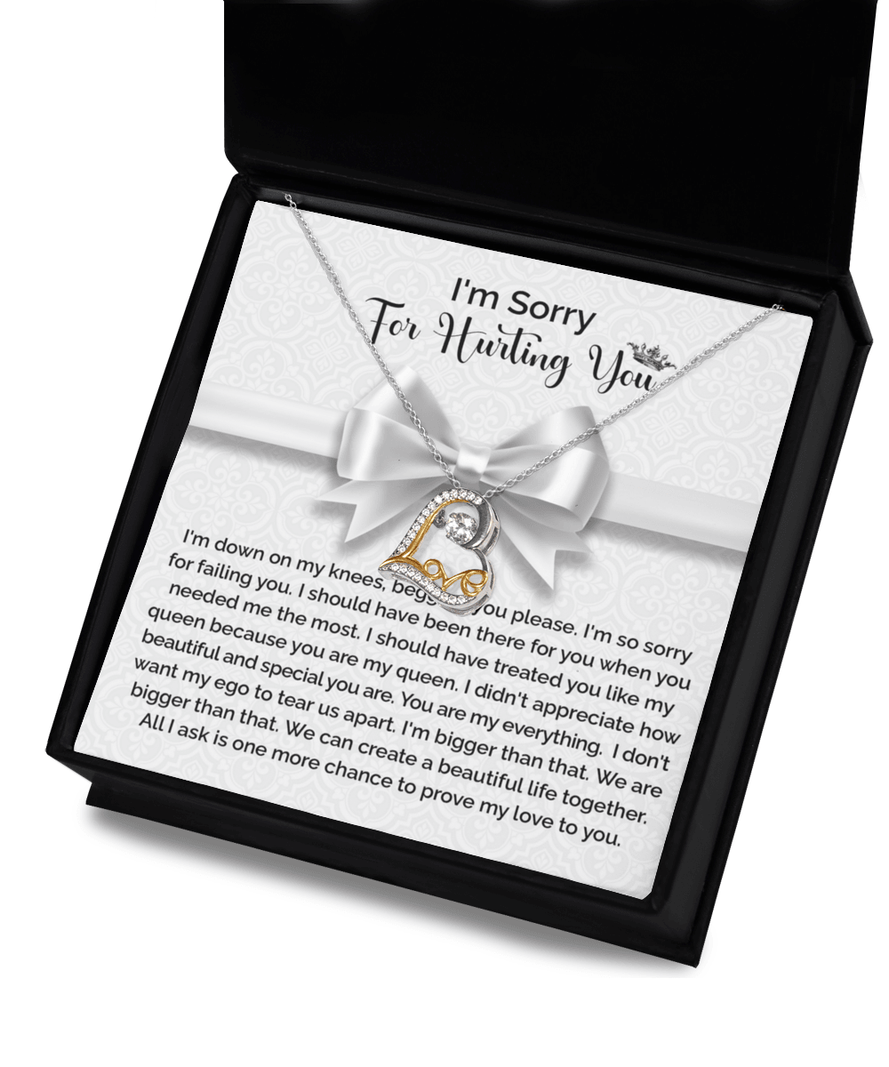 Apology Gift for Girlfriend, Wife, Soulmate - Sorry, My Queen - Love Dancing Heart Pendant Necklace