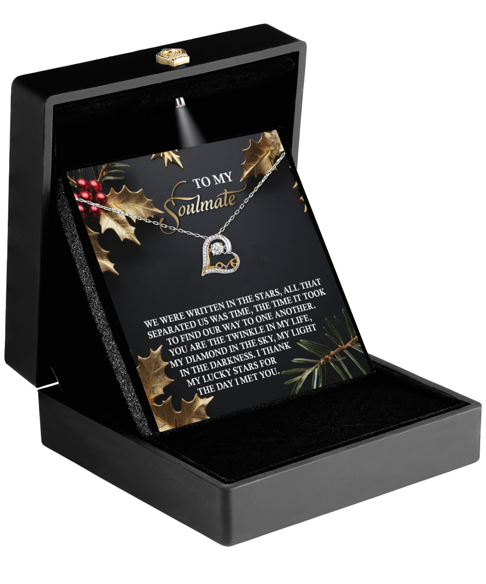 To My Soulmate - We Were Written In The Stars Romantic Christmas Anniversary Heart Pendant Necklace for Wife Girlfriend Jewelry