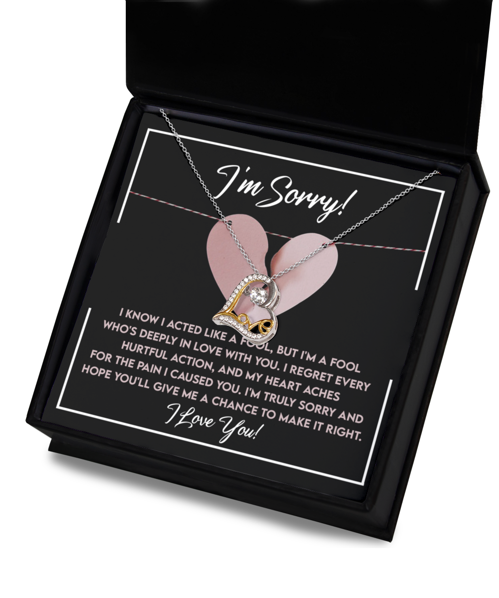 Apology Gift for Girlfriend, Wife, Soulmate - Sorry, Deeply In Love - Love Dancing Heart Pendant Necklace