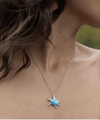 Graduation Gift The World is your Oyster Always Be You Opal Sea Turtle Pendant Necklace