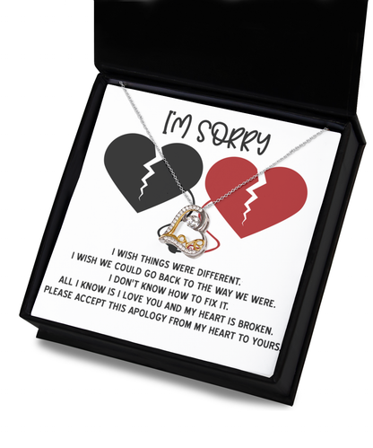 Apology Gift for Girlfriend, Wife, Soulmate - Sorry, Heart Is Broken - Love Dancing Heart Pendant Necklace