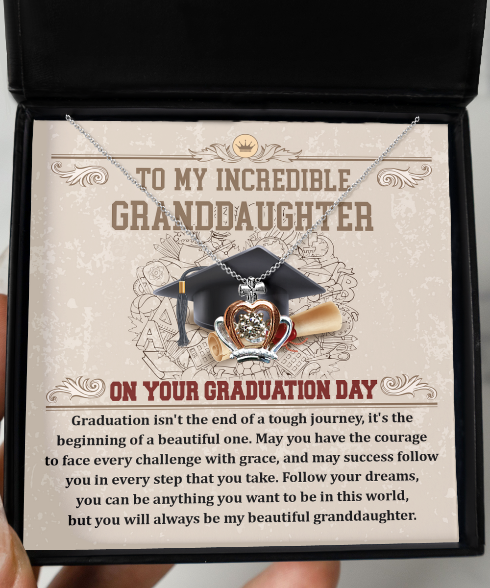 Granddaughter Graduation Gift Follow Your Dreams Crown Pendant Necklace