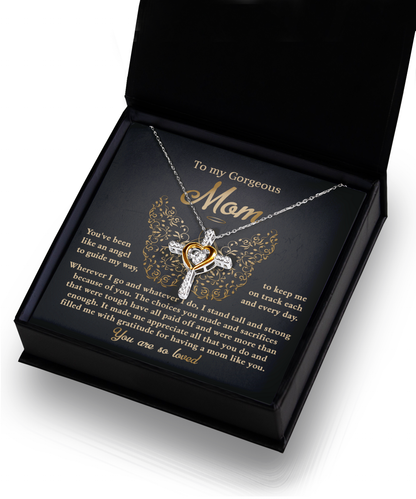 To My Mom You Are Like An Angel To Guide My Way Cross Pendant Necklace
