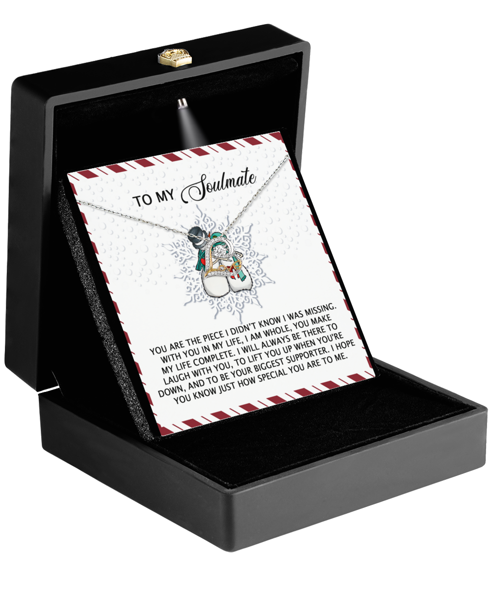 To My Soulmate You Are the Missing Piece Christmas Anniversary Heart Pendant Necklace for Wife Girlfriend Jewelry