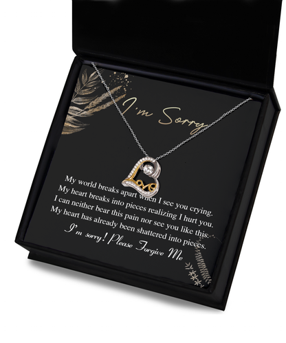 Apology Gift for Girlfriend, Wife, Soulmate - Sorry, See You Crying - Love Dancing Heart Pendant Necklace