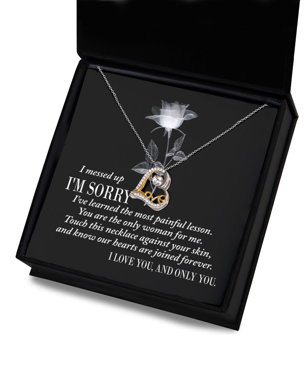 Apology Gift for Girlfriend, Wife, Soulmate - Sorry, Painful Lesson - Love Dancing Heart Pendant Necklace