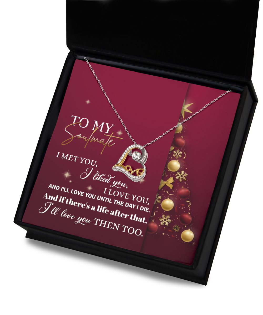 To My Soulmate I Love You Until the Day I Die Christmas Anniversary Heart Pendant Necklace for Wife Girlfriend Jewelry