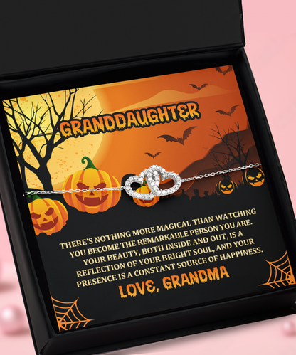 Granddaughter Halloween Nothing More Magical Personalized Interlocking Hearts Bracelet