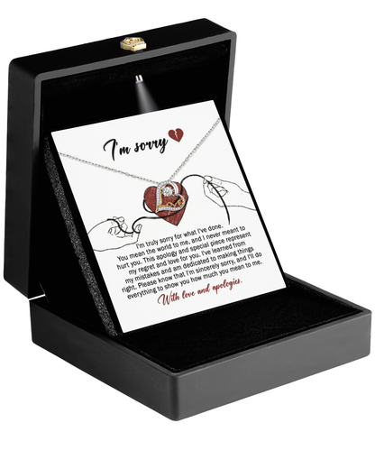 Apology Gift for Girlfriend, Wife, Soulmate - Sorry, Mean The World - Love Dancing Heart Pendant Necklace