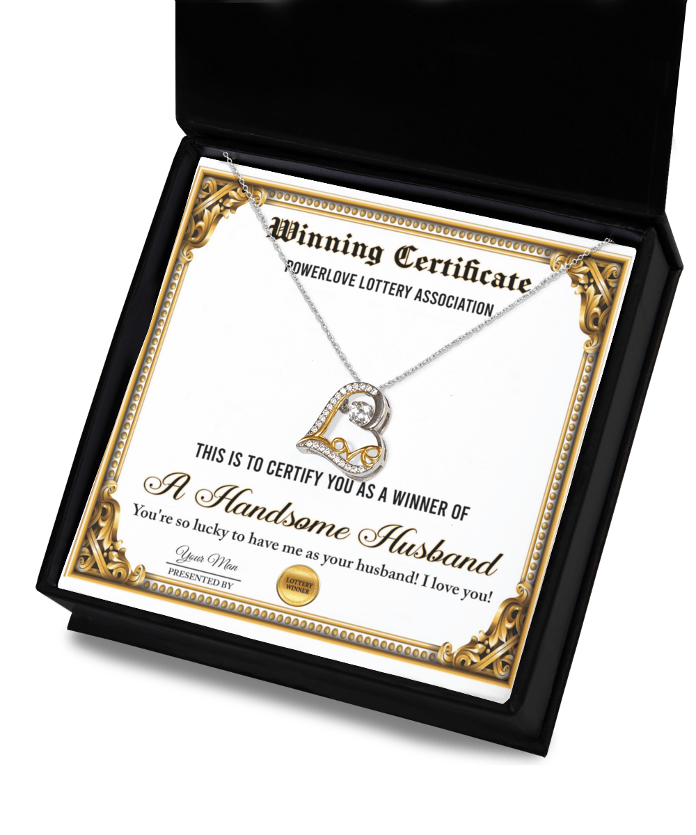 Wife Wedding Day, Anniversary, Birthday Gift - Winning Certificate - Love Dancing Heart Pendant Necklace