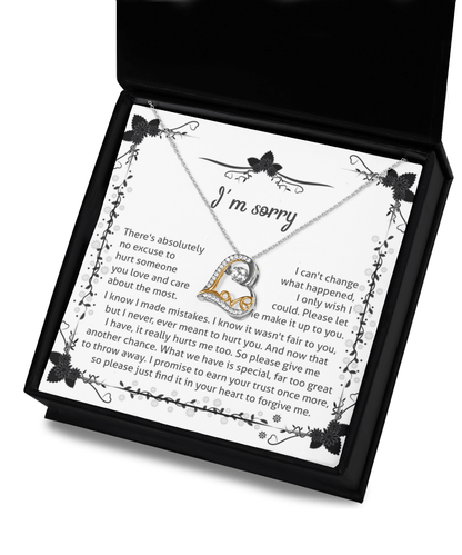 Apology Gift - I'm Sorry, No Excuse, Another Chance - Love Dancing Heart Pendant Necklace