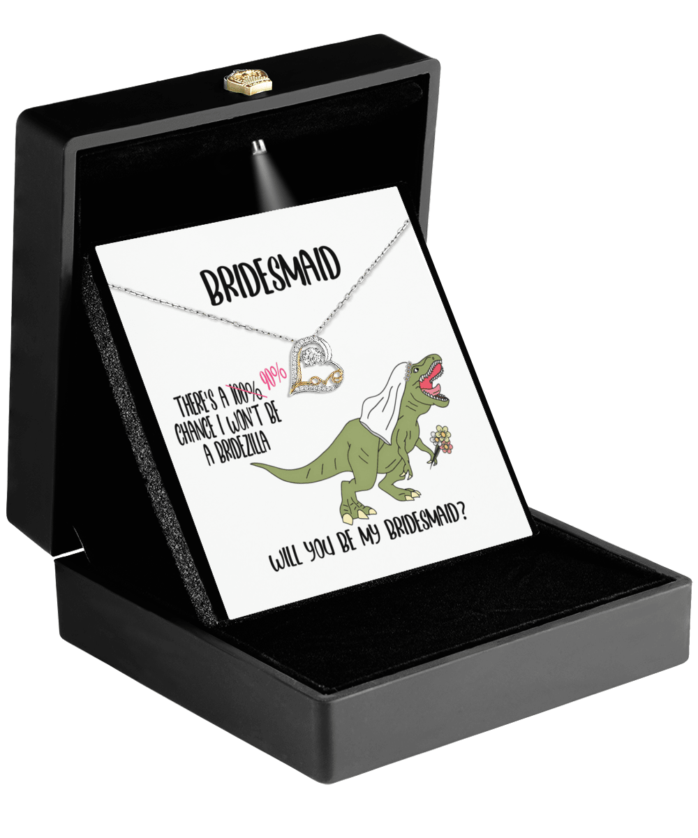 Bridesmaid Wedding Party Proposal Invitation Love Heart Necklace Gift from Bridezilla, Bridesmaid Gifts