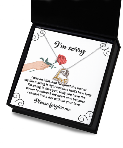 Apology Gift for Girlfriend, Wife, Soulmate - Sorry, Making It Right - Love Heart Pendant Necklace