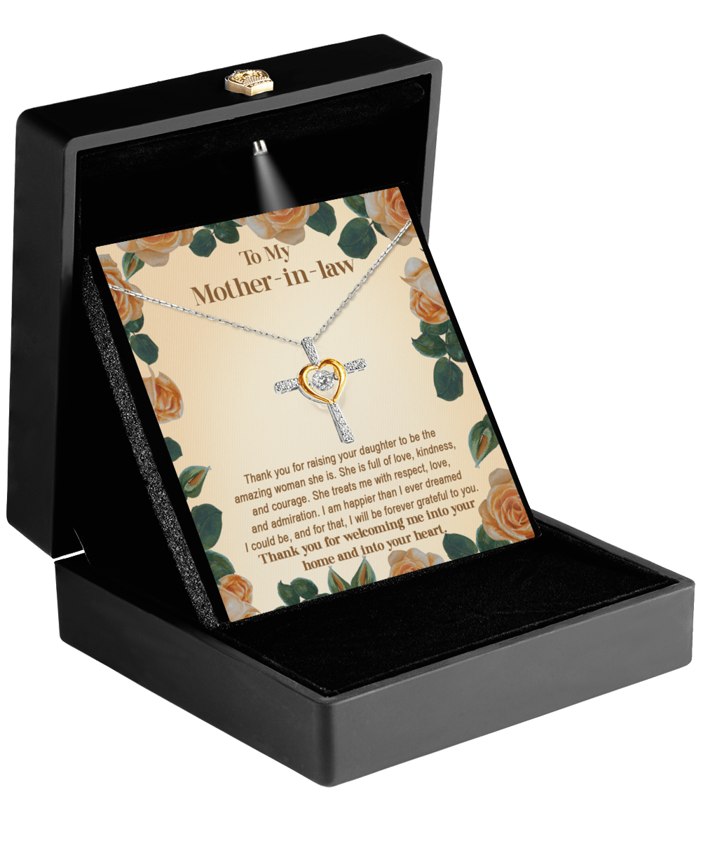 Gift for Mother-in-Law Thank You for Raising an Amazing Woman Cross Pendant Necklace