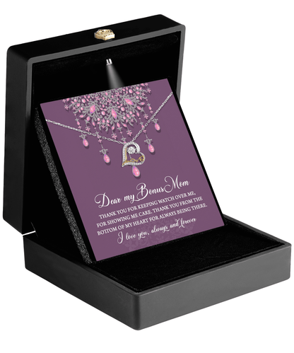 Dear Bonus Mom Thank You for Always Being There Heart Pendant Necklace