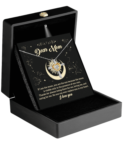 To My Mom If I am the Moon, You are the Sun Cross Pendant Necklace