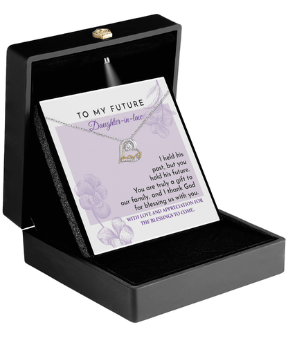 Future Daughter-in-law - You are a Gift to our Family Love Dancing Heart Pendant Necklace Wedding Gift for Bride