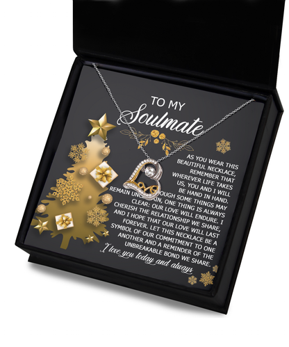 To My Soulmate Our Love Will Last Forever Romantic Christmas Anniversary Heart Pendant Necklace for Wife Girlfriend Jewelry