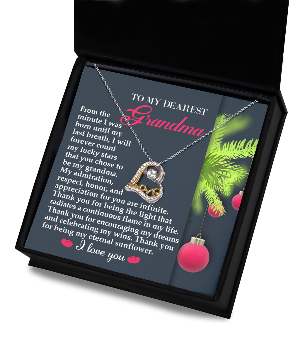 To My Dearest Grandma - I Count My Lucky Stars Love Dancing Heart Pendant Necklace