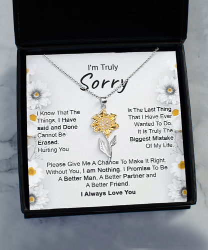 Apology Gift for Girlfriend, Wife, Soulmate - I’m Truly Sorry - Sunflower Jewelry