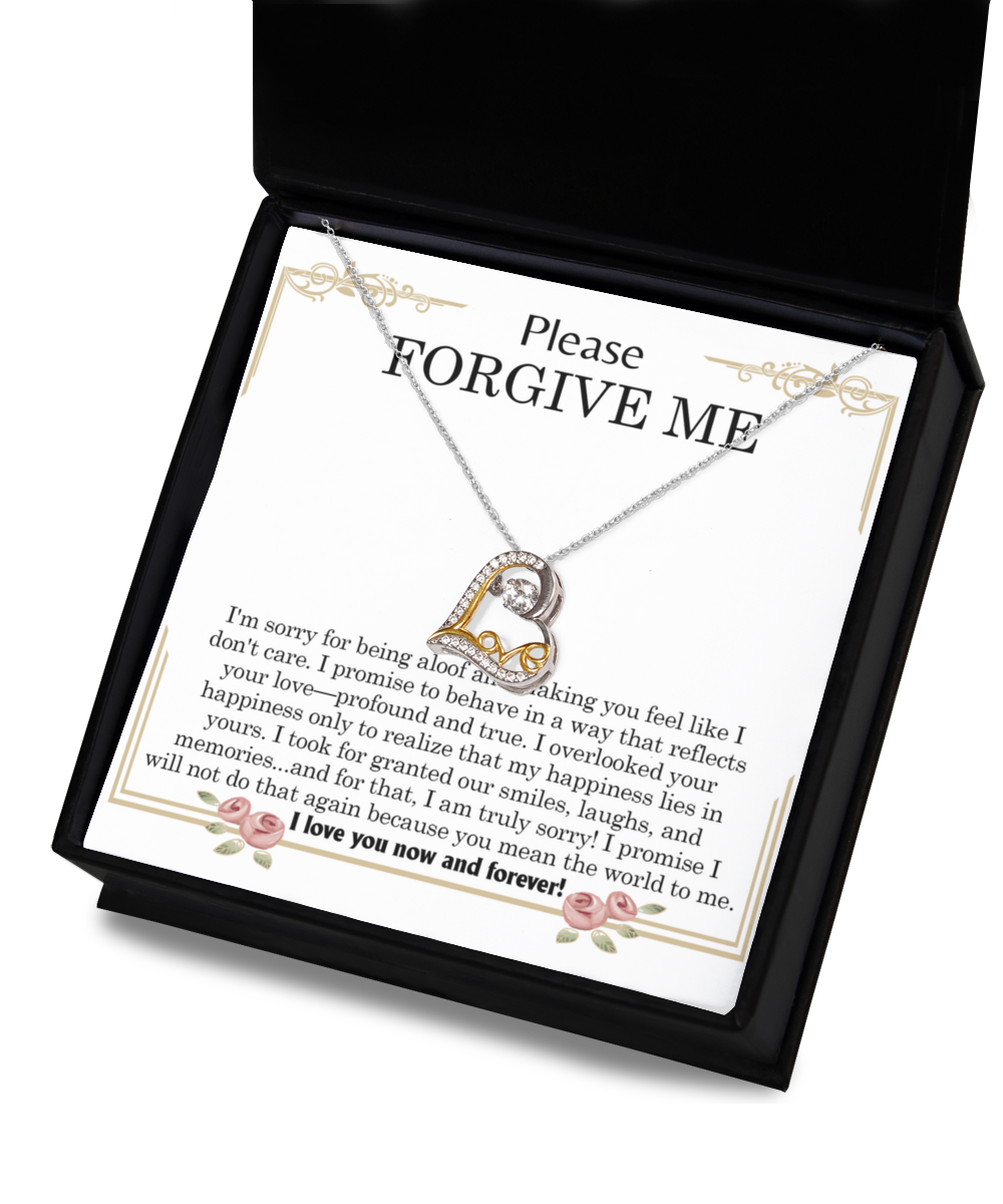 Apology Gift for Girlfriend, Wife - Sorry, Profound And True - Love Heart Pendant Necklace