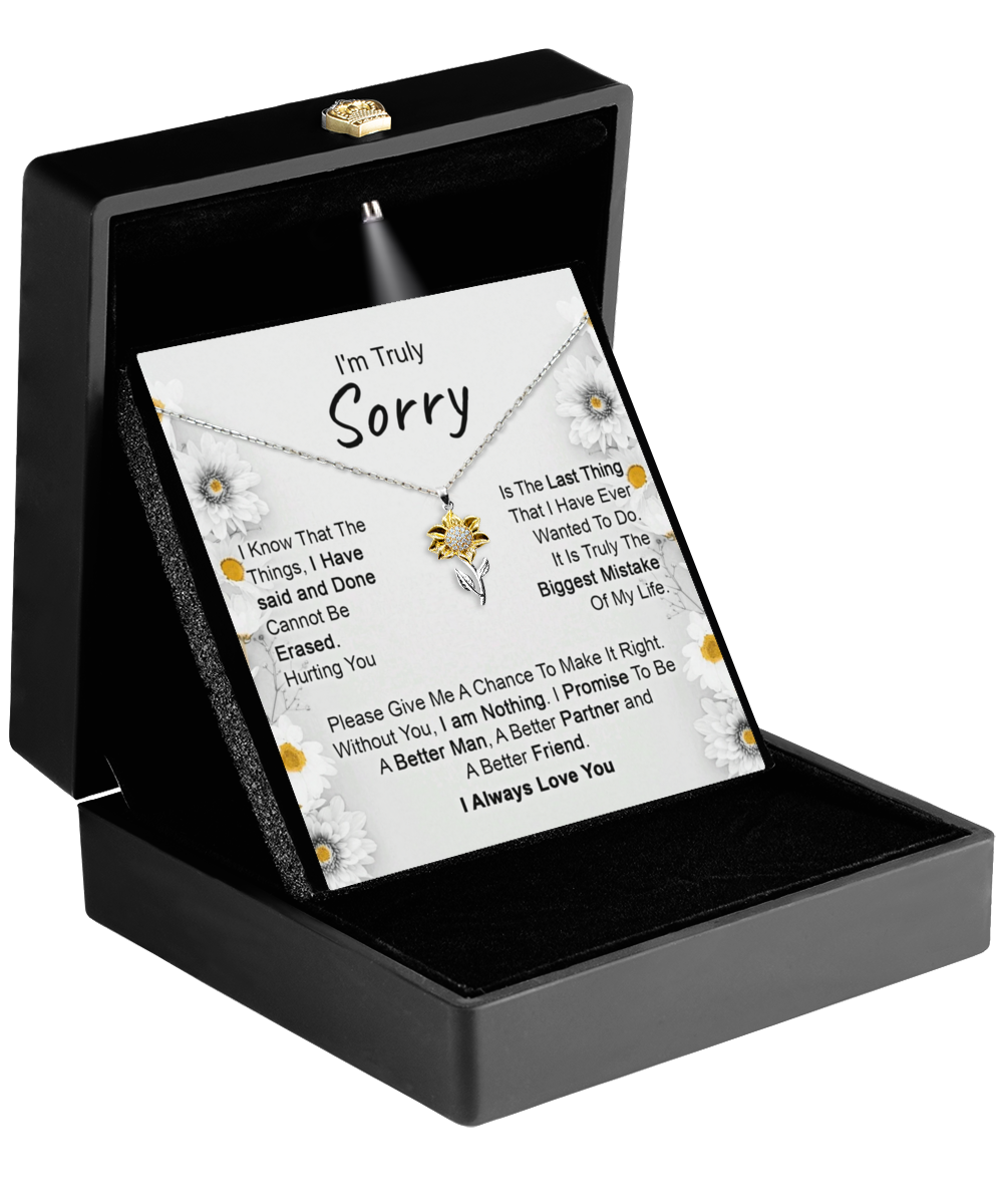 Apology Gift for Girlfriend, Wife, Soulmate - I’m Truly Sorry - Sunflower Jewelry