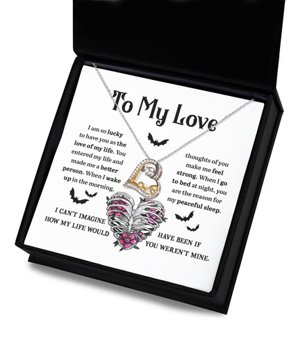 Soulmate, Wife, Girlfriend - Love of My Life Halloween Inspired Love Dancing Heart Necklace