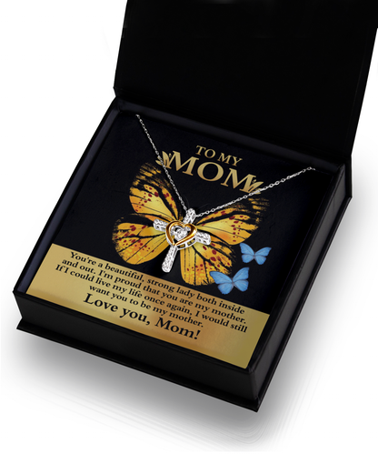 Gift for Mom You are a Strong Lady, I'm Proud of You Cross Pendant Necklace