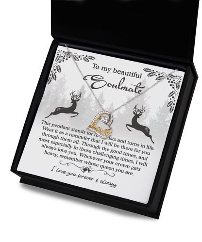 To My Beautiful Soulmate I Will Be There For You Christmas Anniversary Heart Pendant Necklace for Wife Girlfriend Jewelry