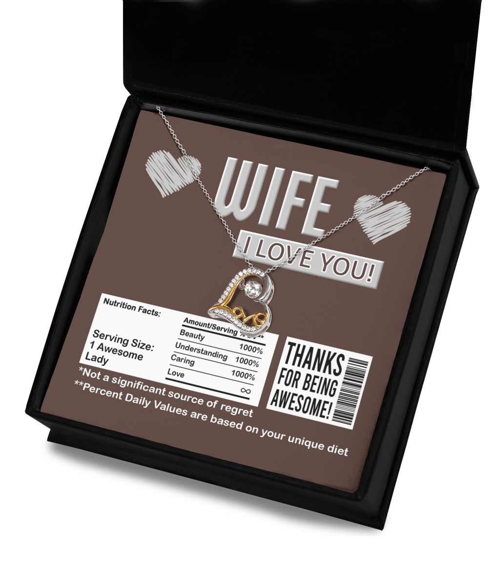 Wife Funny Nutrition Facts Love Heart Pendant Necklace Wedding Anniversary Birthday Valentine Gift From Husband