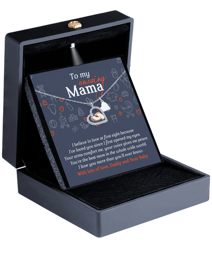 To My Amazing Mama I Believe in Love at First Sight Baby Feet Pendant Necklace