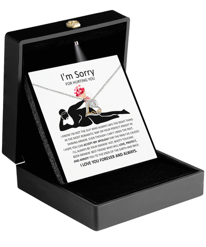 Apology Gift for Girlfriend, Wife, Soulmate - Sorry, The Most Romantic - Love Dancing Heart Pendant Necklace