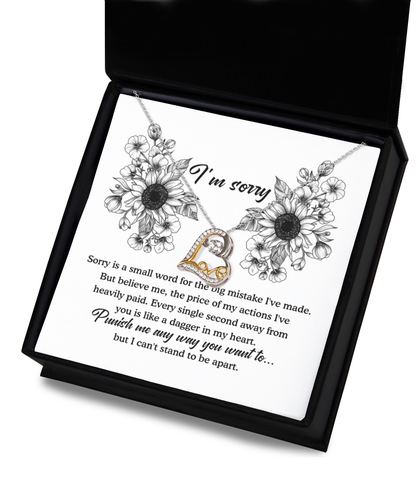 Apology Gift - Sorry is a Small Word for the Big Mistake - Love Dancing Heart Pendant Necklace