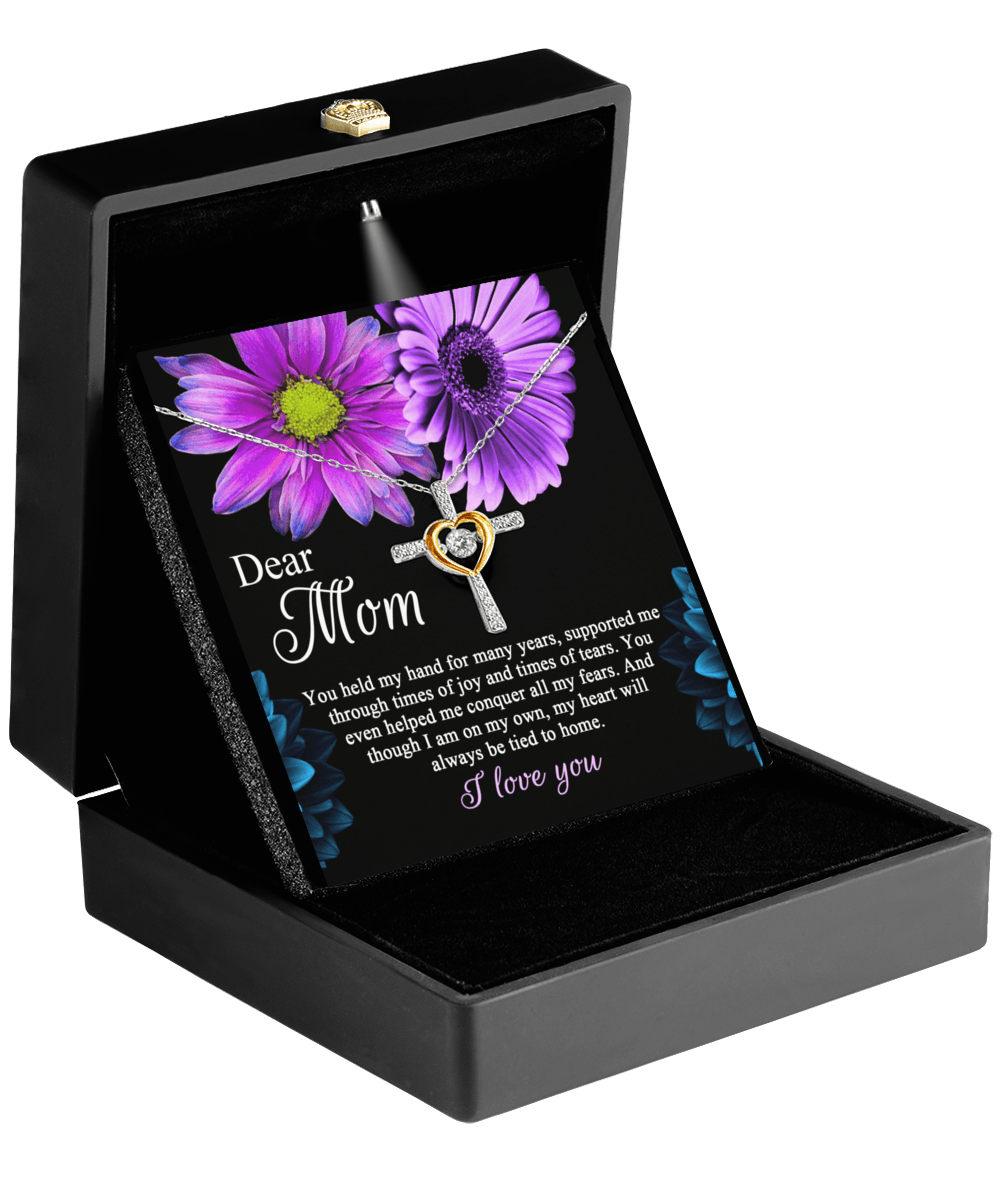 Dear Mom You Held My Hand Through the Years Cross Pendant Necklace