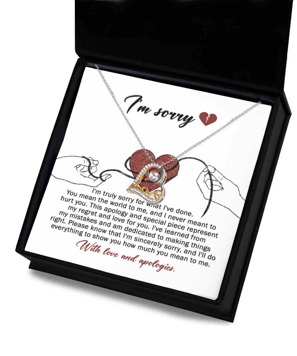 Apology Gift for Girlfriend, Wife, Soulmate - Sorry, Mean The World - Love Dancing Heart Pendant Necklace