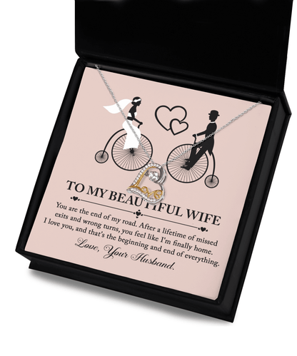 Wife Wedding Day Gift From Husband I am Finally Home Love Dancing Heart Pendant Necklace Gift for Bride from Groom