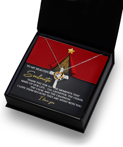 Soulmate, Wife, Girlfriend Romantic Gift - The Moments - Dancing Cross Pendant Necklace