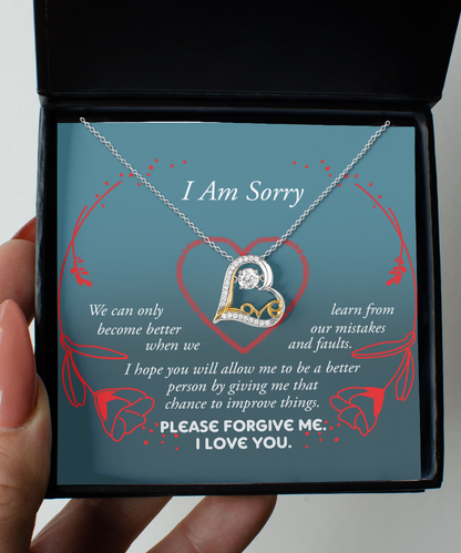 Apology Gift for Girlfriend, Wife, Soulmate - Sorry, Mistakes And Faults - Love Dancing Heart Pendant Necklace