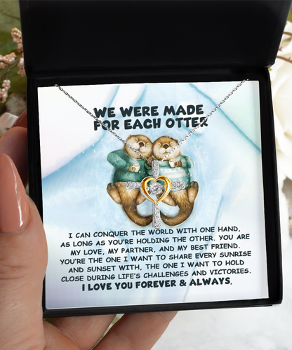 Soulmate, Wife, Girlfriend Romantic Gift - Made For Each Otter -Dancing Cross Pendant Necklace